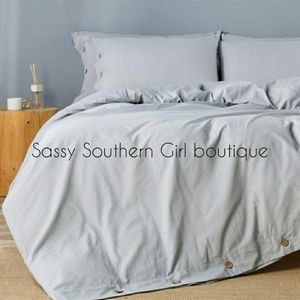 ⭐🆕 Light Grey Farmhouse Duvet Cover set